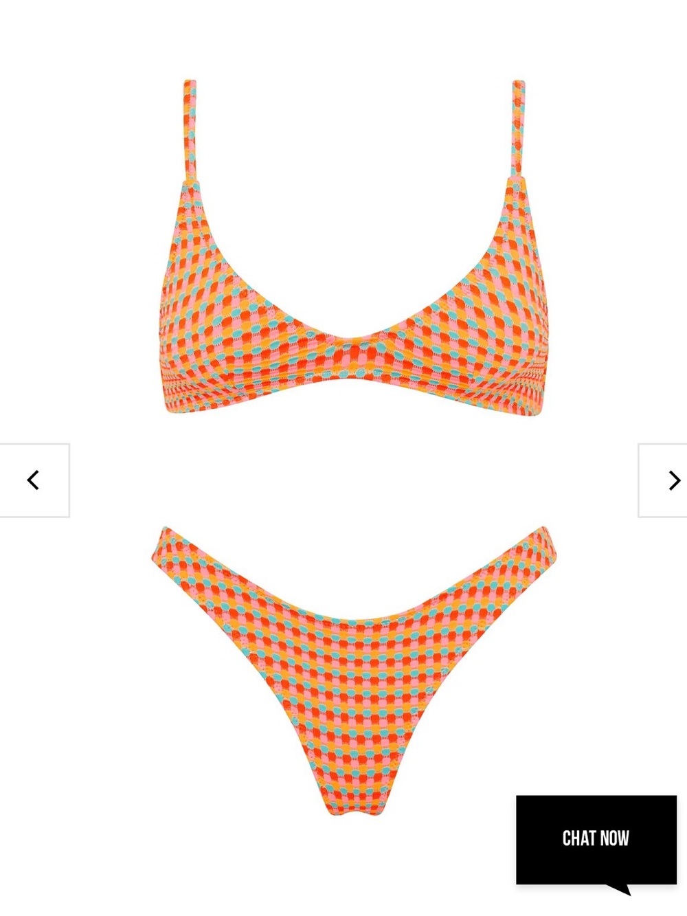 triangl swimwear Orange Multi-Print Check Bikini Set- MAIA-GARA TEXTURED SCOOP
